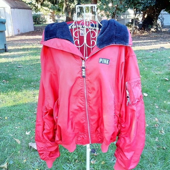PINK Victoria's Secret Jackets & Blazers - Victoria's Secret PINK Red Flight Jacket L